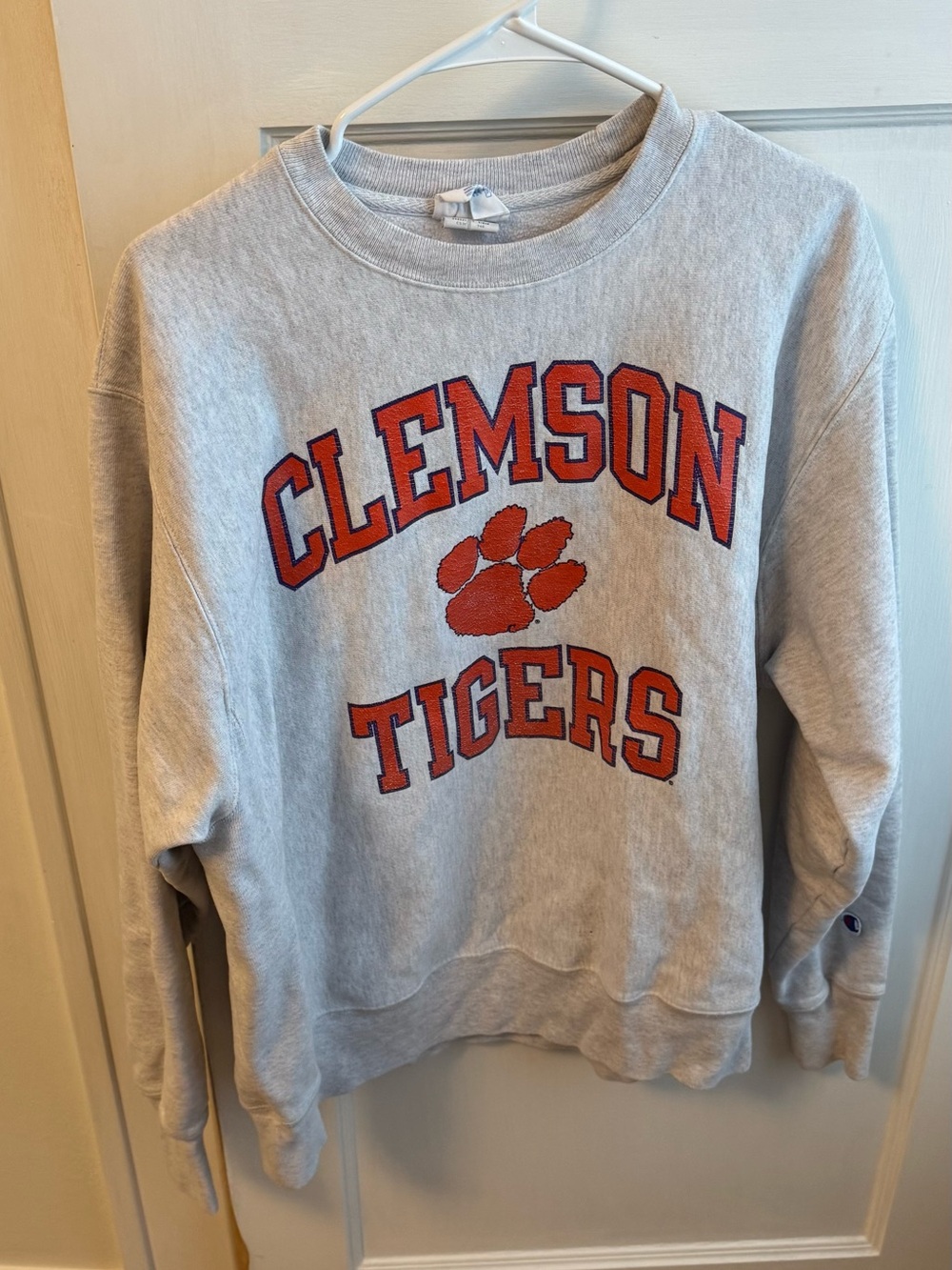 Clemson Tigers Gray Crewneck Sweatshirt with Orange Logo